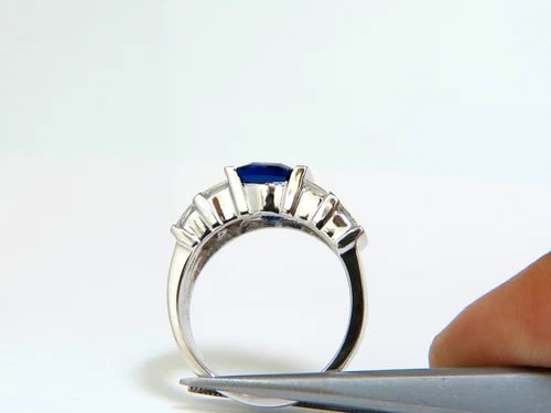 GIA 5.87CT NATURAL BRIGHT FINE GEM SAPPHIRE DIAMOND RING 14kt - 7