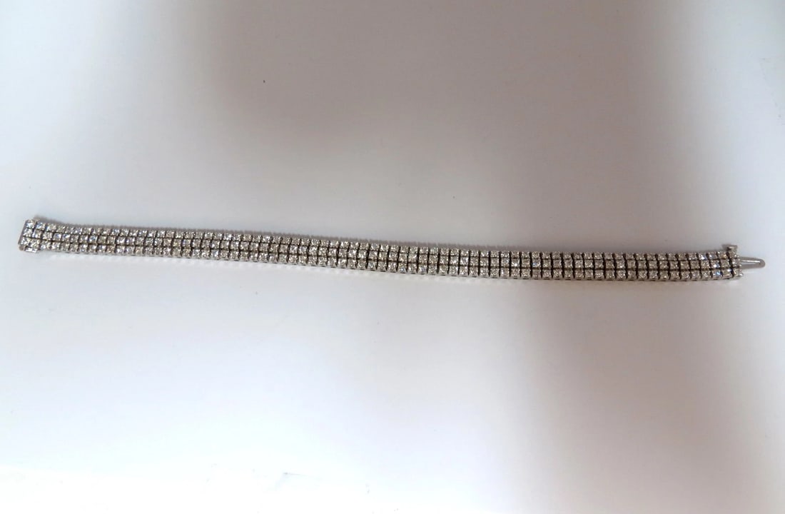 5.50ct natural round brilliant diamonds three row tennis bracelet 14kt gold - 7