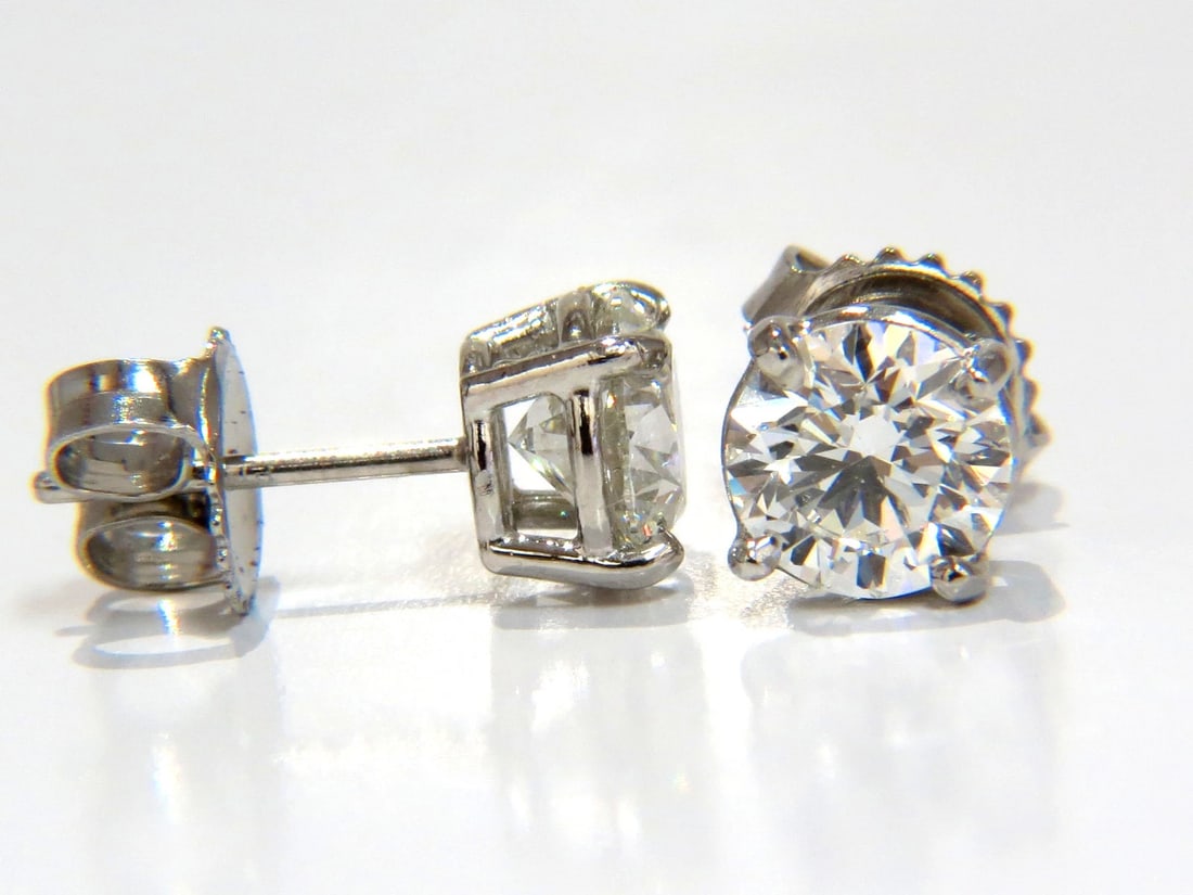 GIA 1.80CT NATURAL ROUND BRILLIANT DIAMOND STUD EARRINGS PLATINUM IDEAL - 7