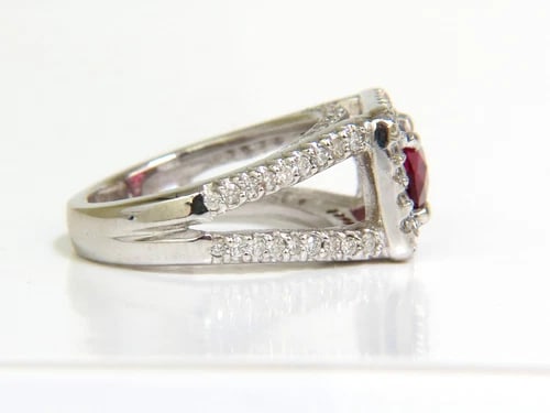 2.73CT NATURAL BRIGHT PINK TOURMALINE DIAMOND RING SPLIT SHANK 14KT - 2