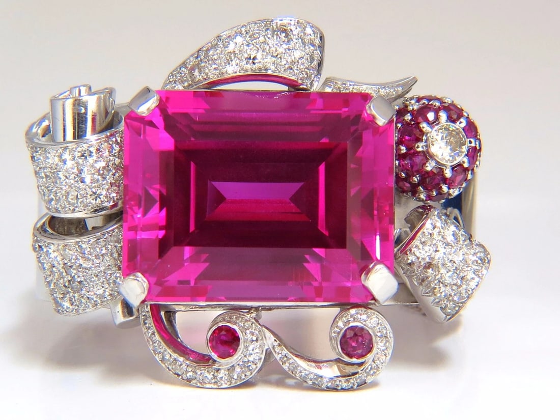 GIA Lab Pink Sapphire Diamonds Ruby Bangle Bracelet Parisian Posh Deco - 2