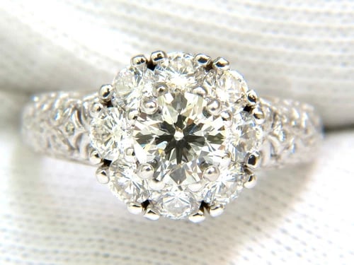 3D GILT 2.06CT CLUSTER NATURAL DIAMOND RING GOLD 14KT VS - 2