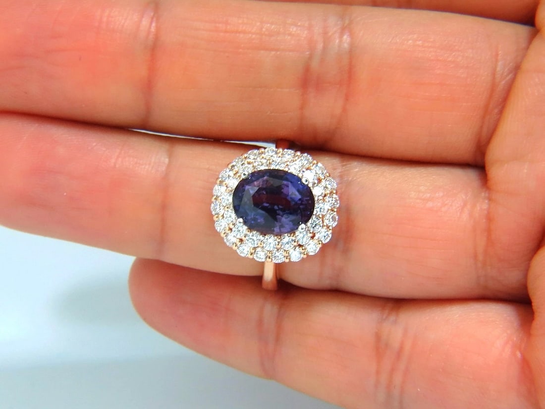 GIA Certified 6.41ct Natural Vivid purple sapphire diamonds ring - 7