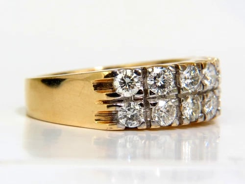 2.00CT TWO ROW ROUND NATURAL DIAMOND BAND RING H/VS 14KT GOLD - 4