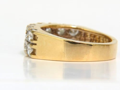 2.00CT TWO ROW ROUND NATURAL DIAMOND BAND RING H/VS 14KT GOLD - 6