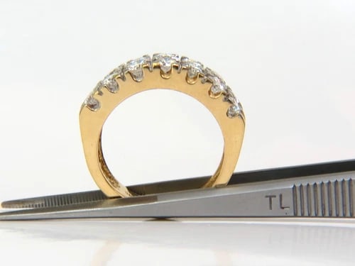 2.00CT TWO ROW ROUND NATURAL DIAMOND BAND RING H/VS 14KT GOLD - 7