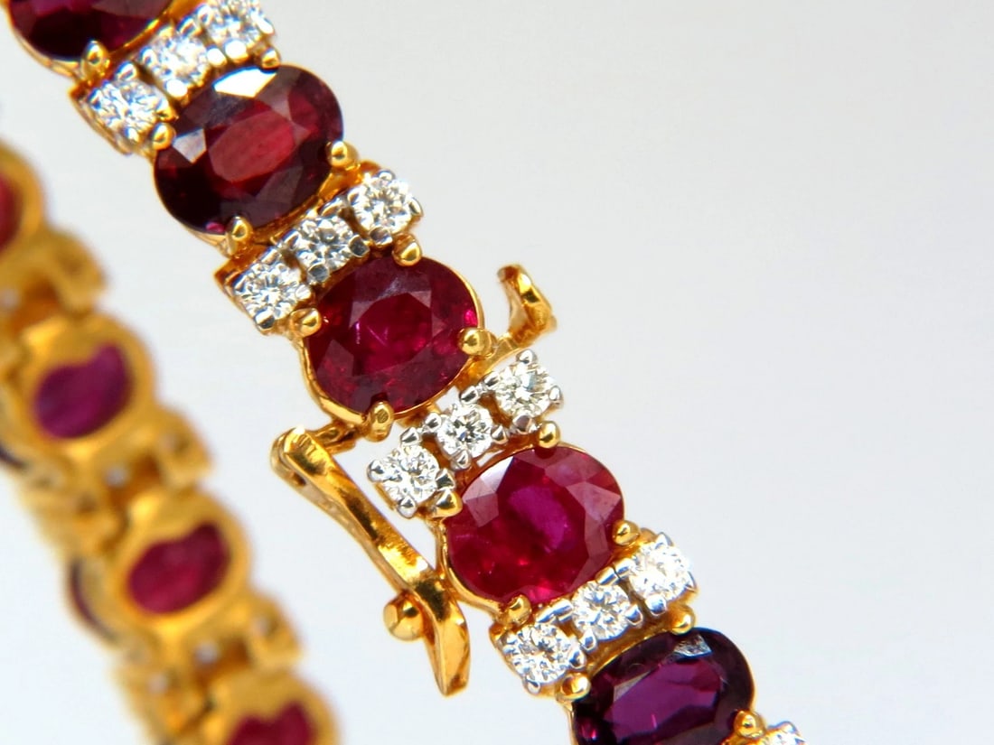 21.86ct NATURAL FINE VIVID RED RUBY DIAMONDS TENNIS BRACELET CLASSIC 14kt - 3