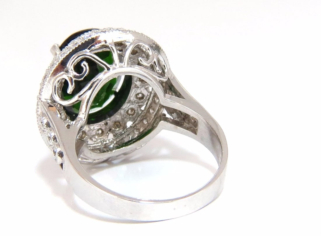 GIA CERTIFIED 6.71CT NATURAL BRIGHT VIVID GREEN DIOPSIDE DIAMONDS RING 14KT - 4