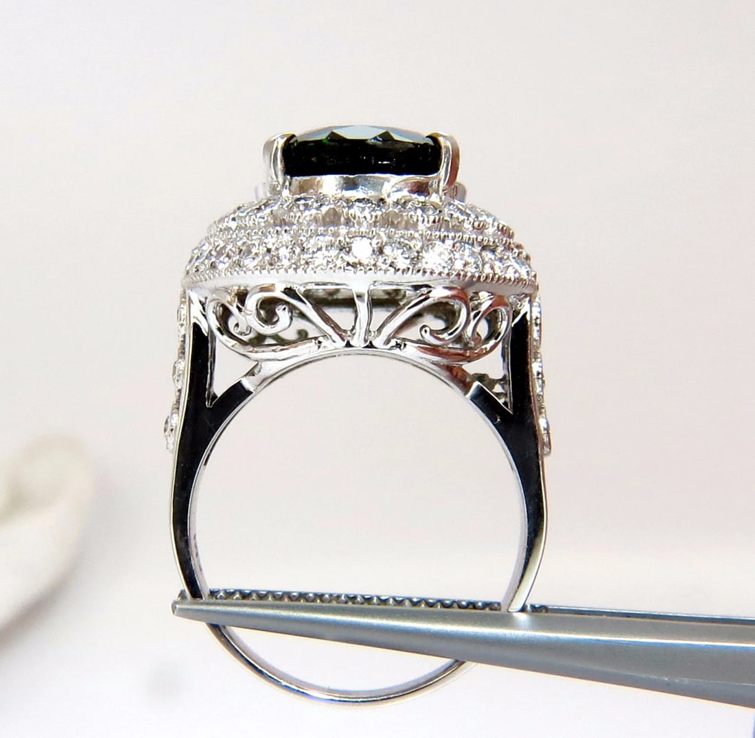GIA CERTIFIED 6.71CT NATURAL BRIGHT VIVID GREEN DIOPSIDE DIAMONDS RING 14KT - 5