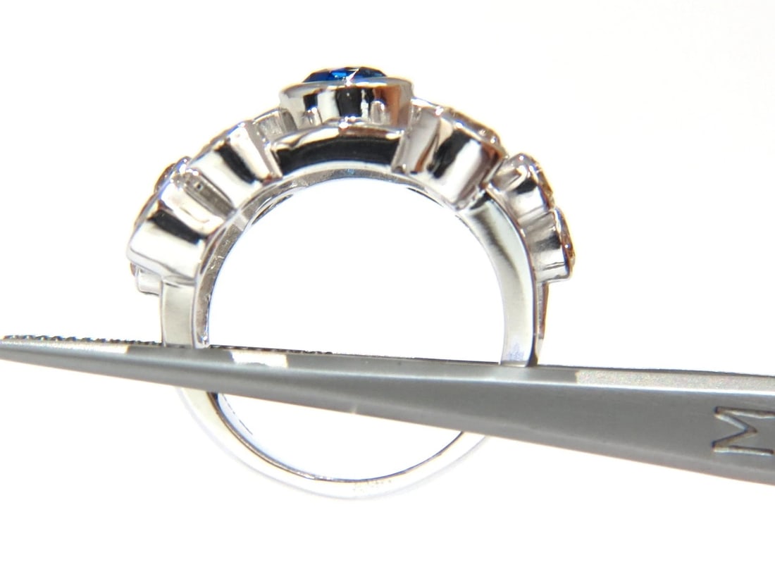 3.20ct NATURAL SAPPHIRE FANCY BROWN DIAMONDS RING 14KT STATION FLUSH DECO - 5