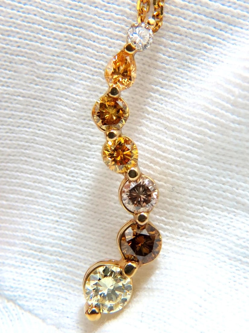 2.06CT NATURAL FANCY YELLOW ORANGE BROWN LIGHT PINK DIAMOND PENDANT CHA - 2