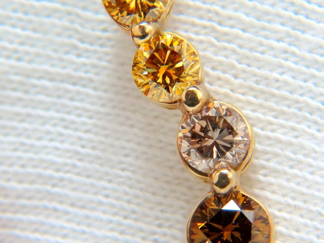 2.06CT NATURAL FANCY YELLOW ORANGE BROWN LIGHT PINK DIAMOND PENDANT CHA - 5