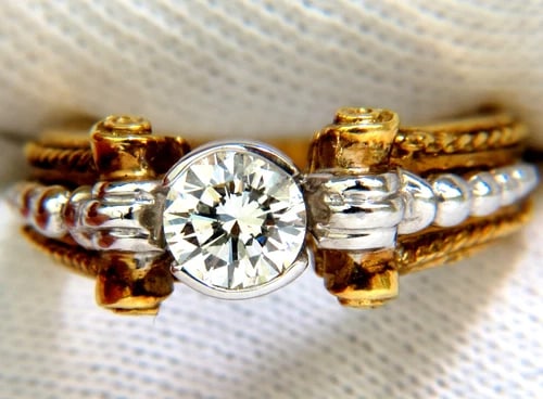 18KT .73CT ROUND BRILLIANT NATURAL DIAMOND RING GILT DECO H/VS - 3