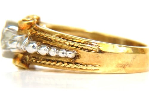 18KT .73CT ROUND BRILLIANT NATURAL DIAMOND RING GILT DECO H/VS - 7