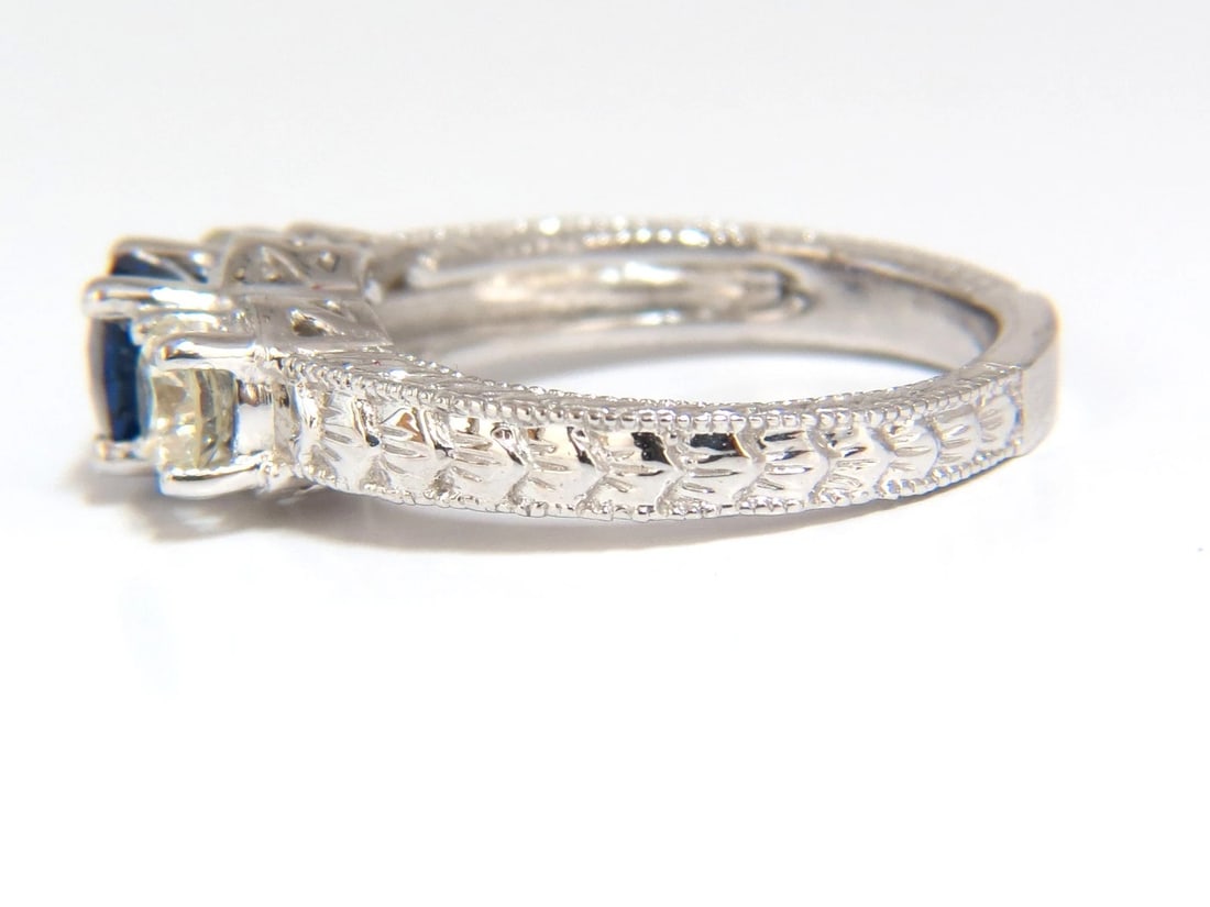 2.14ct NATURAL BLUE SAPPHIRE DIAMONDS RING 14KT CLASSIC EDWARDIAN DECO - 3