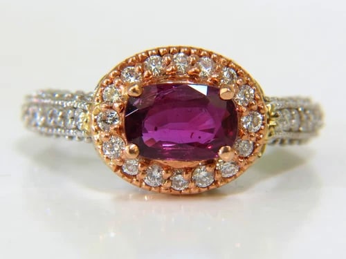 2.78CT NATURAL FINE PURPLE RED RUBY DIAMOND RING 14KT G/VS - 6