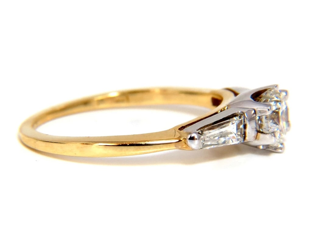 GIA CERTIFIED .51CT ROUND CUT DIAMOND RING BAGUETTES 14KT H/SI - 2