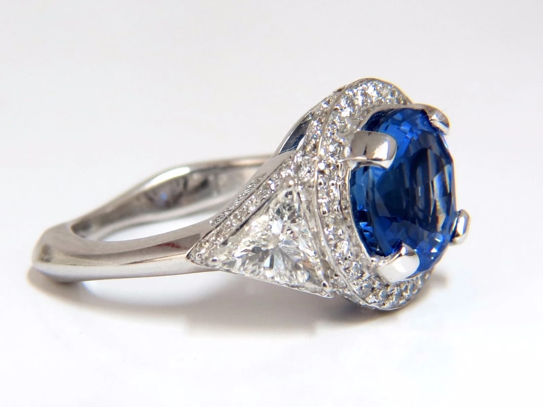 GIA Certified 7.10ct Natural No Heat Sapphire Diamond Ring Unheated 18kt - 2