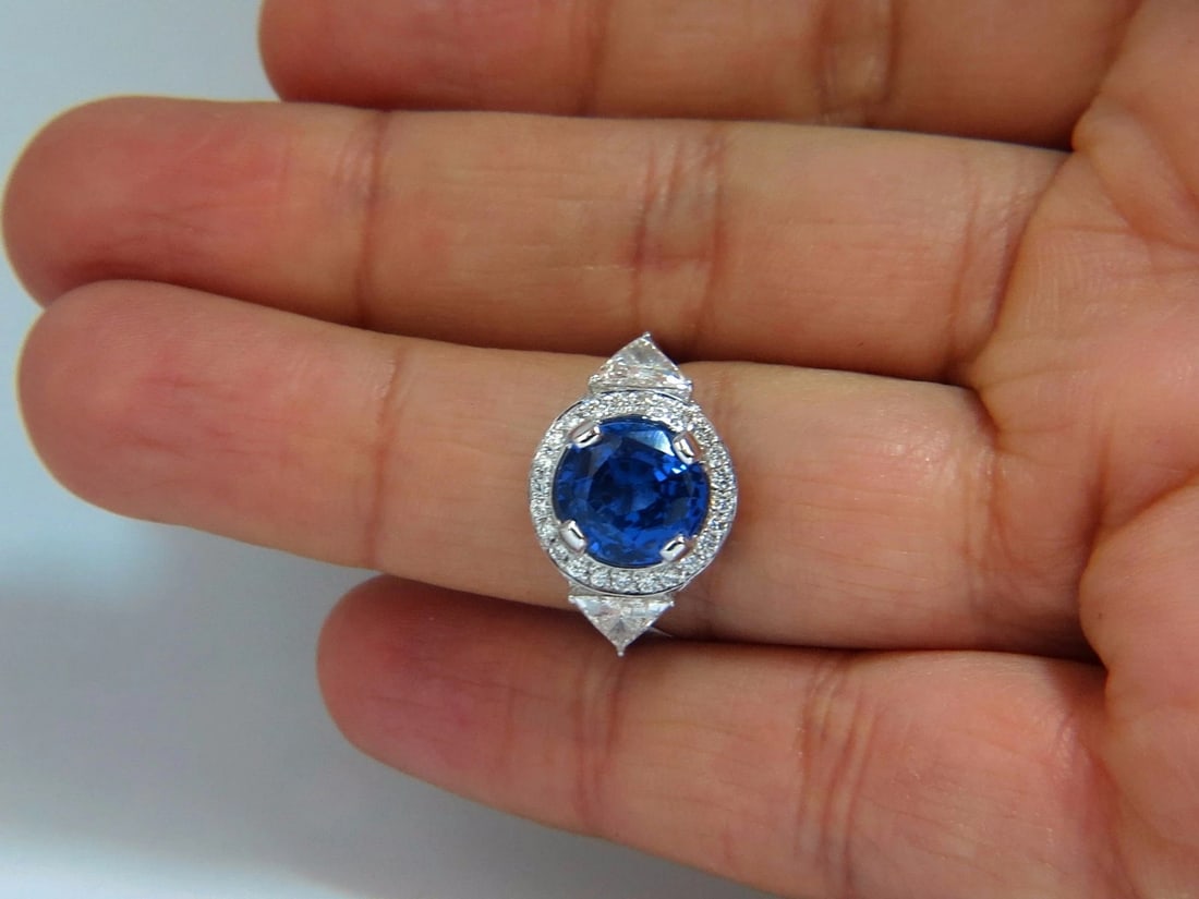 GIA Certified 7.10ct Natural No Heat Sapphire Diamond Ring Unheated 18kt - 6