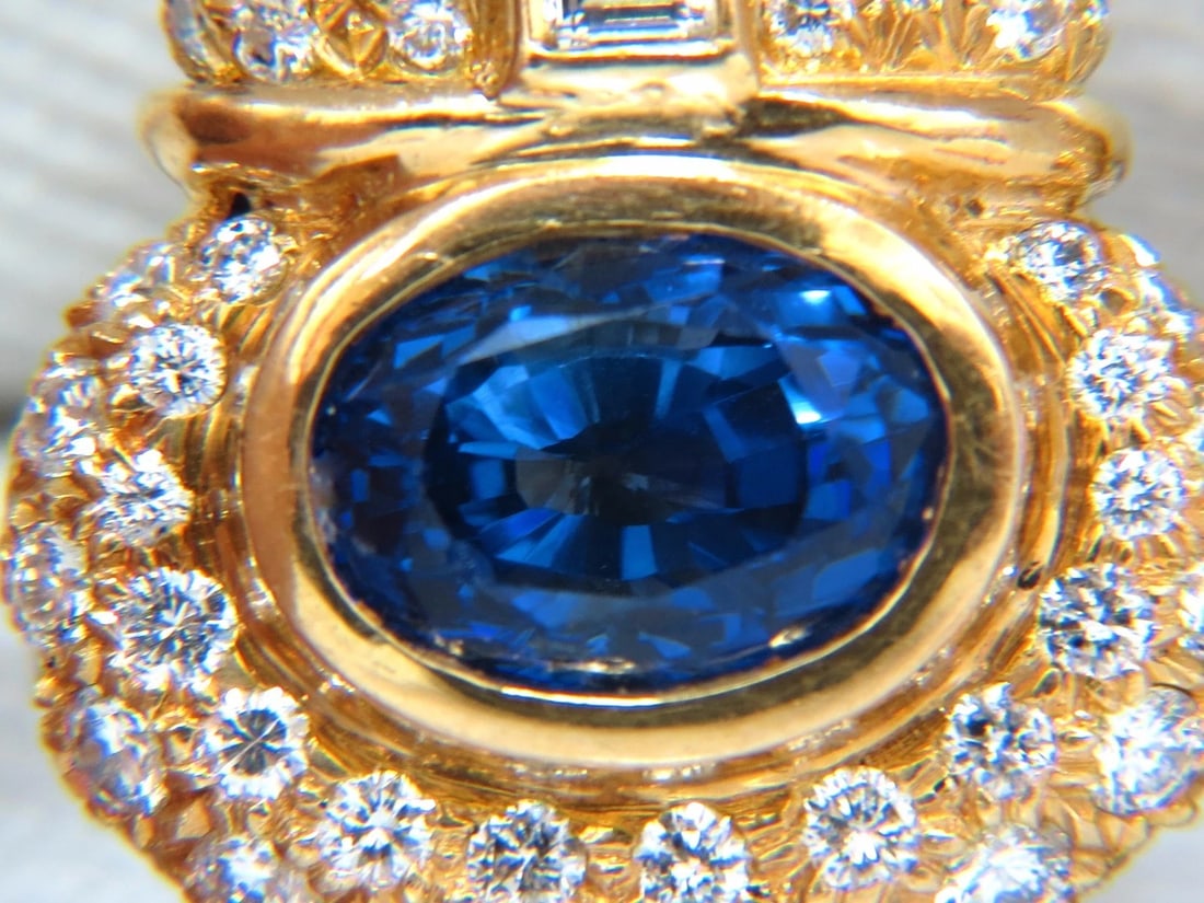 AGL Certified 10.75ct natural pink & blue sapphire diamond earrings 18kt - 2