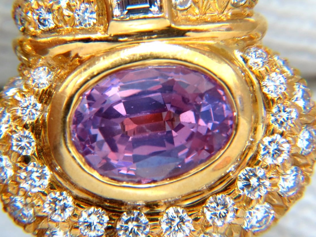 AGL Certified 10.75ct natural pink & blue sapphire diamond earrings 18kt - 3