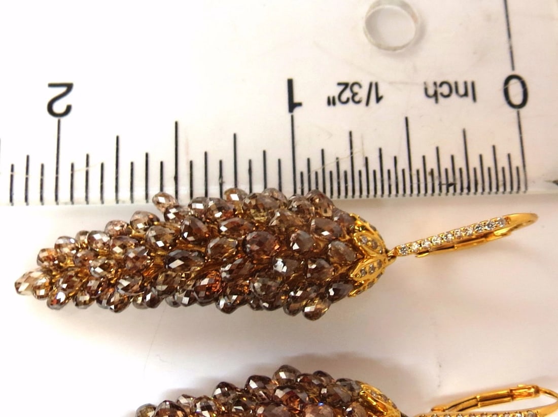 60.15ct Natural Fancy color briolette diamond dangle earrings 18kt - 3