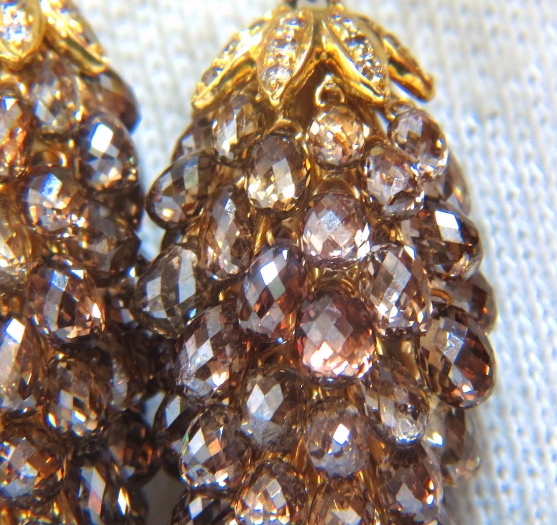 60.15ct Natural Fancy color briolette diamond dangle earrings 18kt - 7