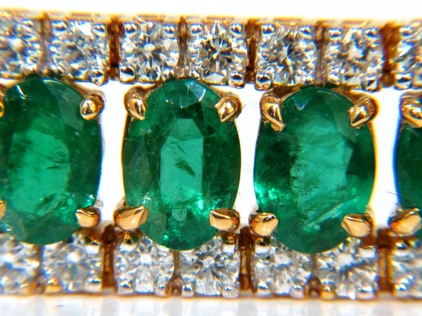 27.65CT NATURAL GREEN EMERALD DIAMOND BRACELET F/VS 14KT MULTIROW - 2