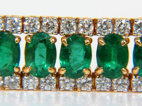 27.65CT NATURAL GREEN EMERALD DIAMOND BRACELET F/VS 14KT MULTIROW - 3