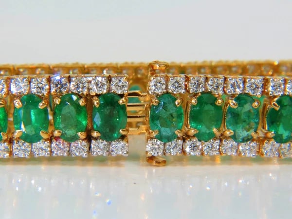 27.65CT NATURAL GREEN EMERALD DIAMOND BRACELET F/VS 14KT MULTIROW - 6