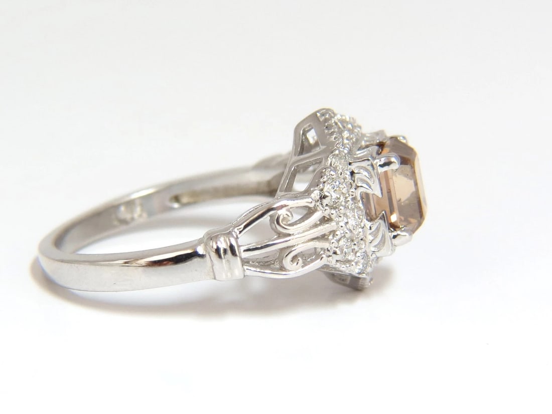 1.39ct NATURAL FANCY BROWN EMERALD CUT DIAMOND RING VS2 VICTORIAN DECO - 2
