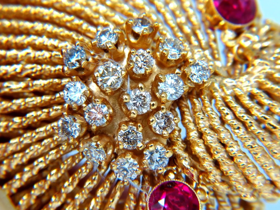 14KT VINTAGE 1.25CT DIAMOND 3D MOLLUSK SEA SHELL BROOCH PIN BARLEY TWIST - 4