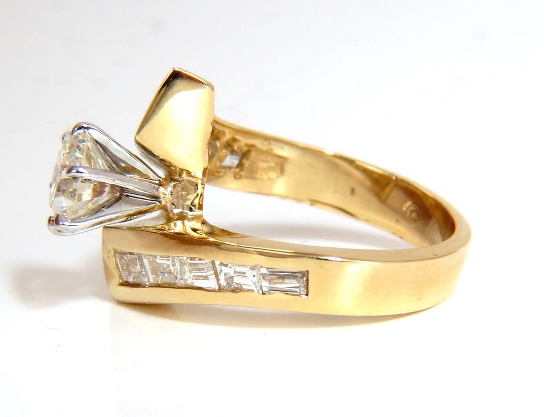 GIA CERTIFIED 2.06CT NATURAL ROUND DIAMOND CROSSOVER RING BAGUETTES 14KT - 3