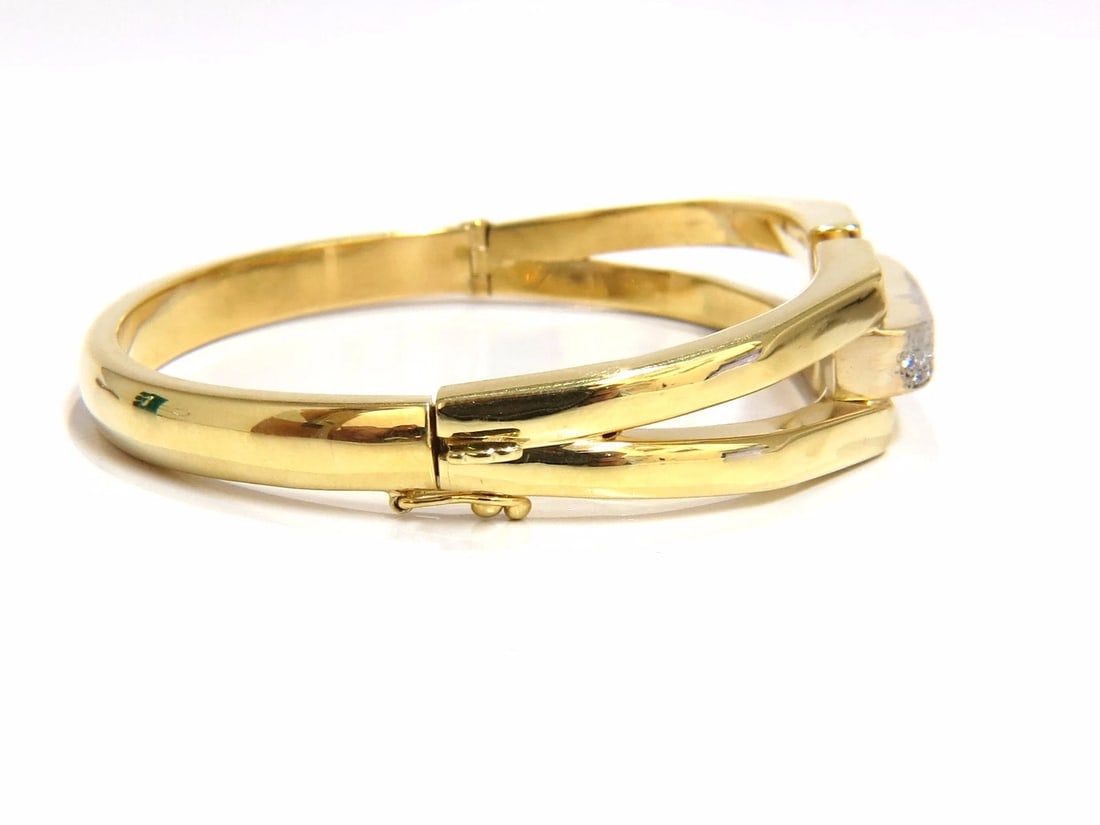 bangle bracelet 14kt .70ct round natural diamonds raised bar mod deco - 2
