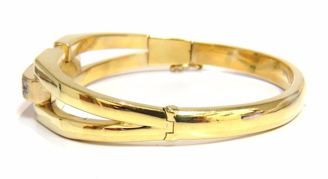 bangle bracelet 14kt .70ct round natural diamonds raised bar mod deco - 3