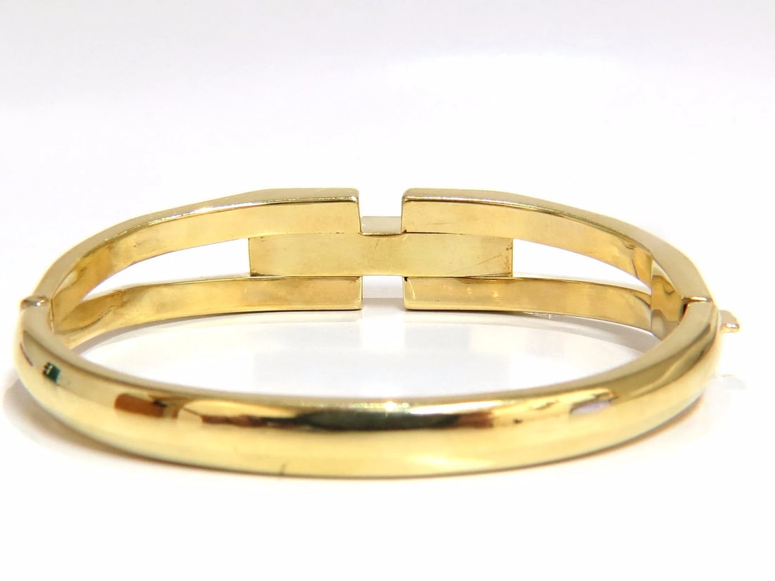 bangle bracelet 14kt .70ct round natural diamonds raised bar mod deco - 4