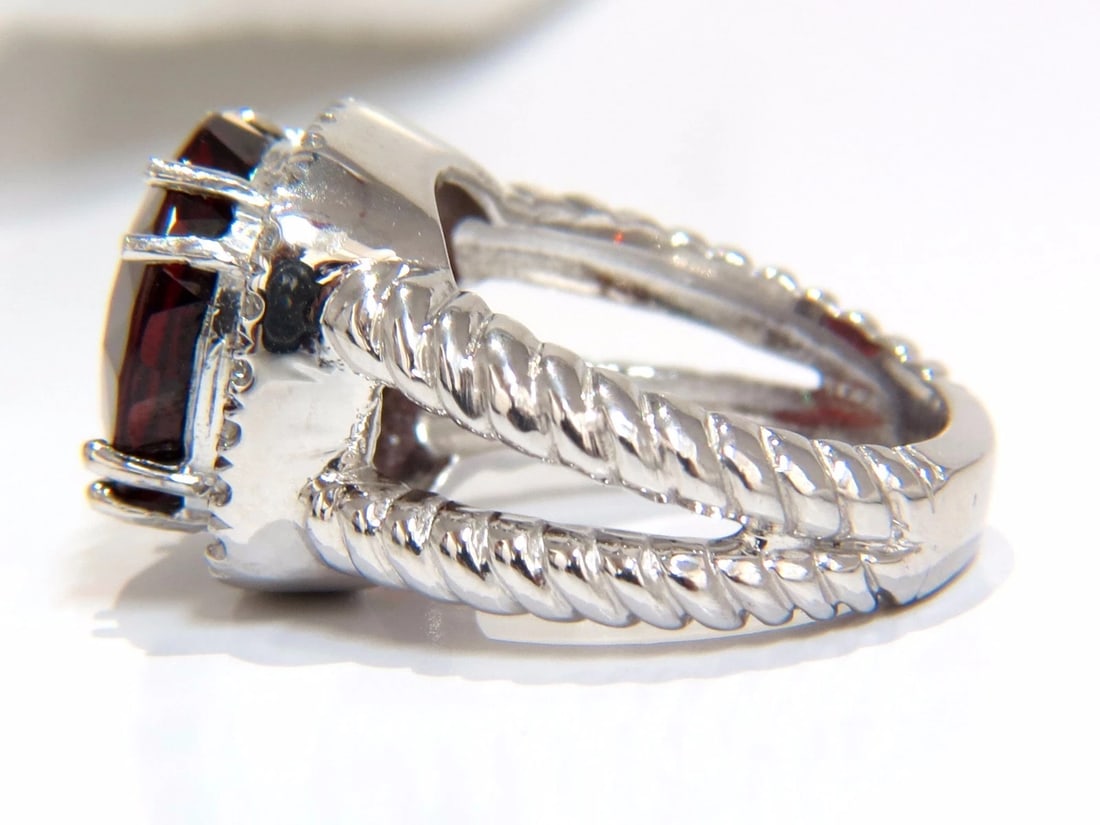13.12CT NATURAL SPESSARTITE GARNET DIAMONDS RING VIVID RED 14KT ROPE TWIST - 3