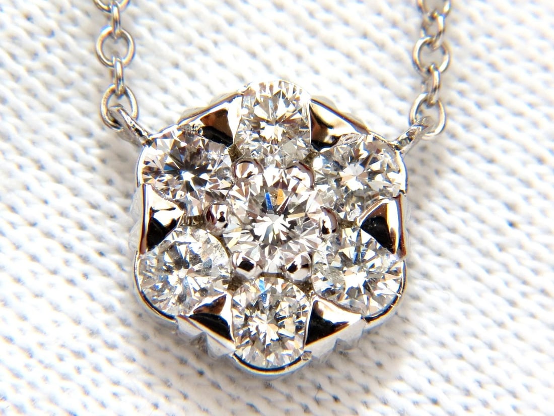 1.08ct. (7) DIAMONDS CLUSTER NECKLACE H/VS 14KT+ - 2