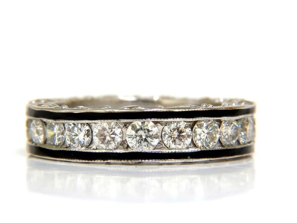 2.26CT NATURAL DIAMONDS ETERNITY BAND 14KT & BLACK ENAMEL 14KT - 2