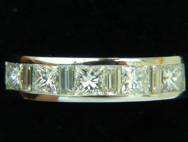 1.50CT PLATINUM PRINCESS & BAGUETTE NATURAL DIAMOND RING - 2
