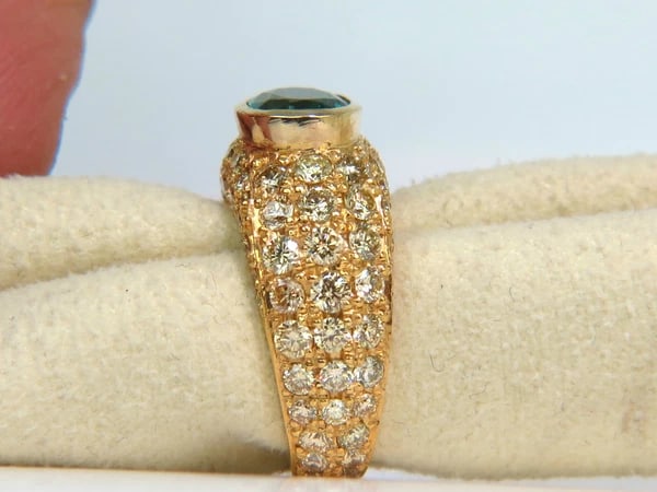 6.30CT ETERNITY NATURAL EMERALD FANCY YELLOW COLOR DIAMONDS RING 14kt - 7