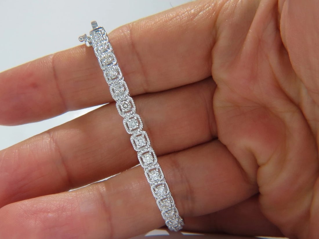 .90CT SQUARED ROPE TWIST ENCASE NATURAL DIAMONDS BANGLE BRACELET 14KT - 5