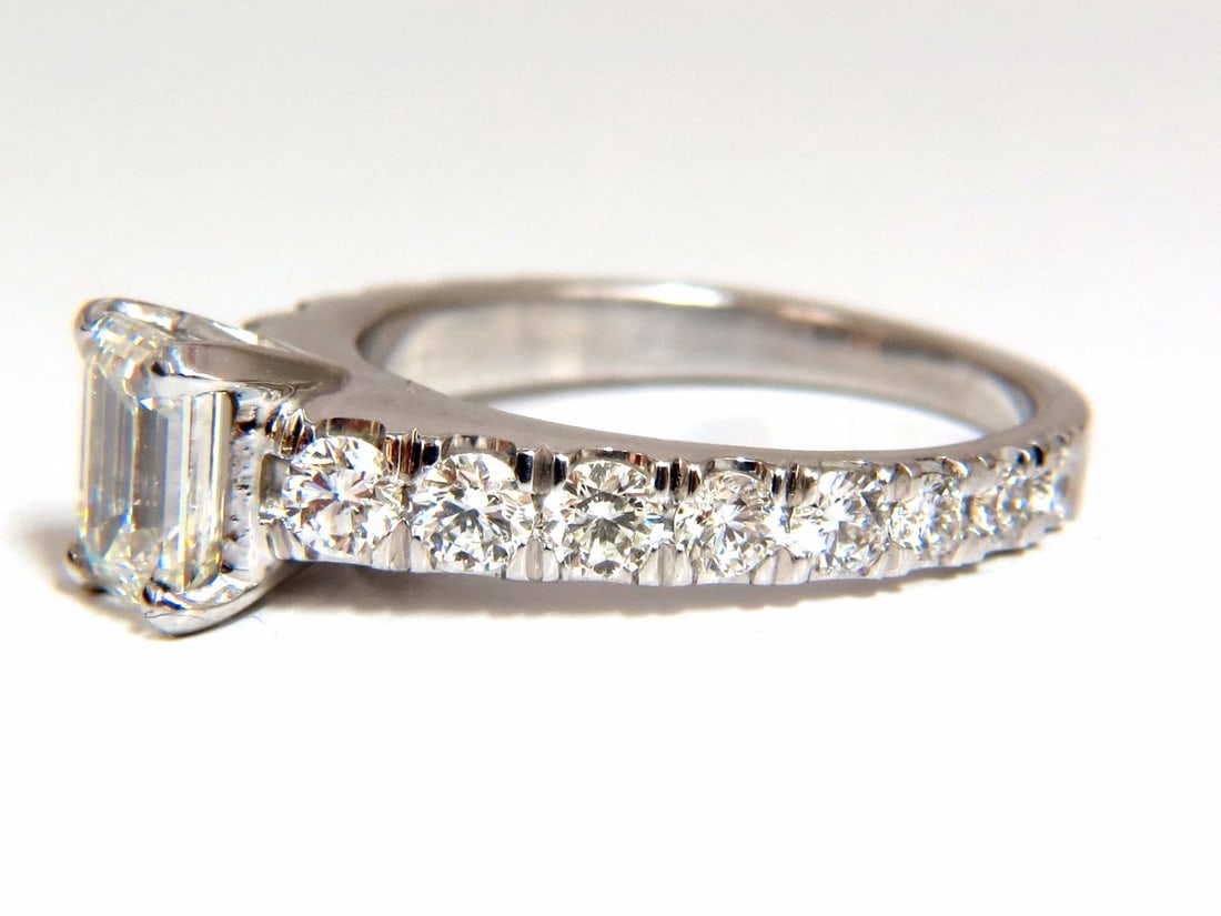 GIA Certified 1.08ct Emerald Cut natural diamond ring 1.20ct. 18kt H/Vs1 - 3