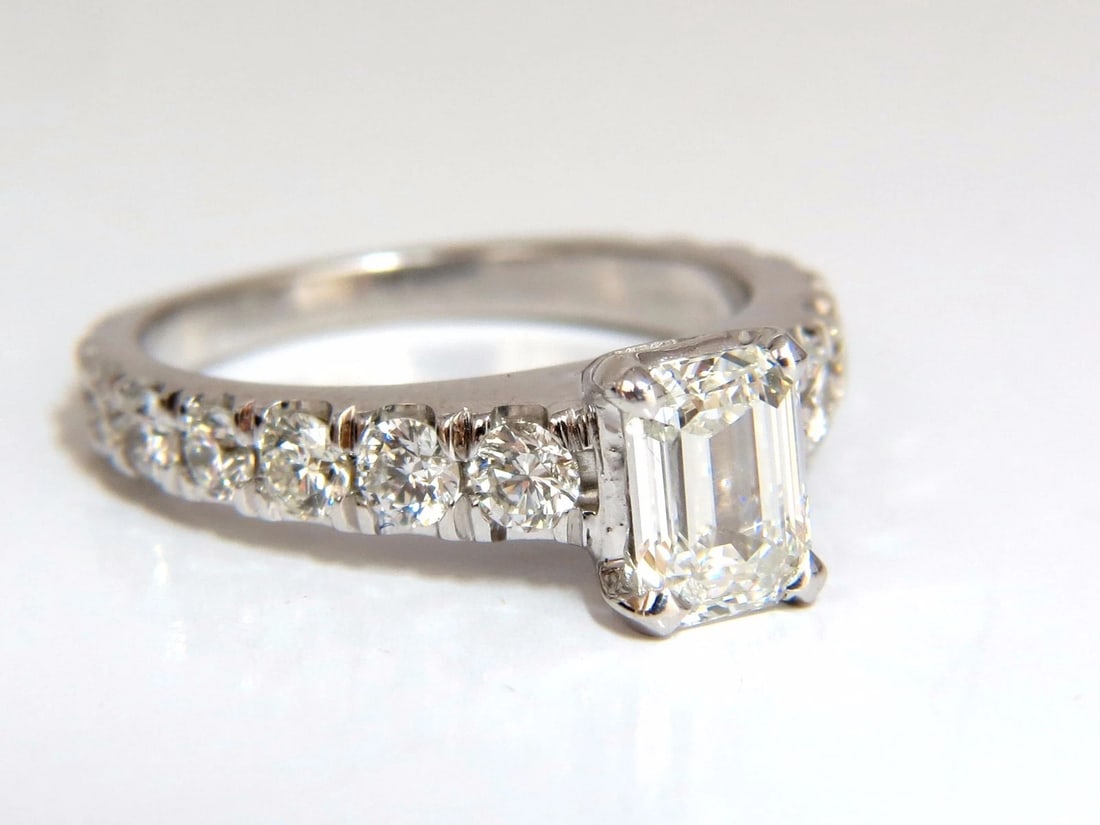 GIA Certified 1.08ct Emerald Cut natural diamond ring 1.20ct. 18kt H/Vs1 - 6