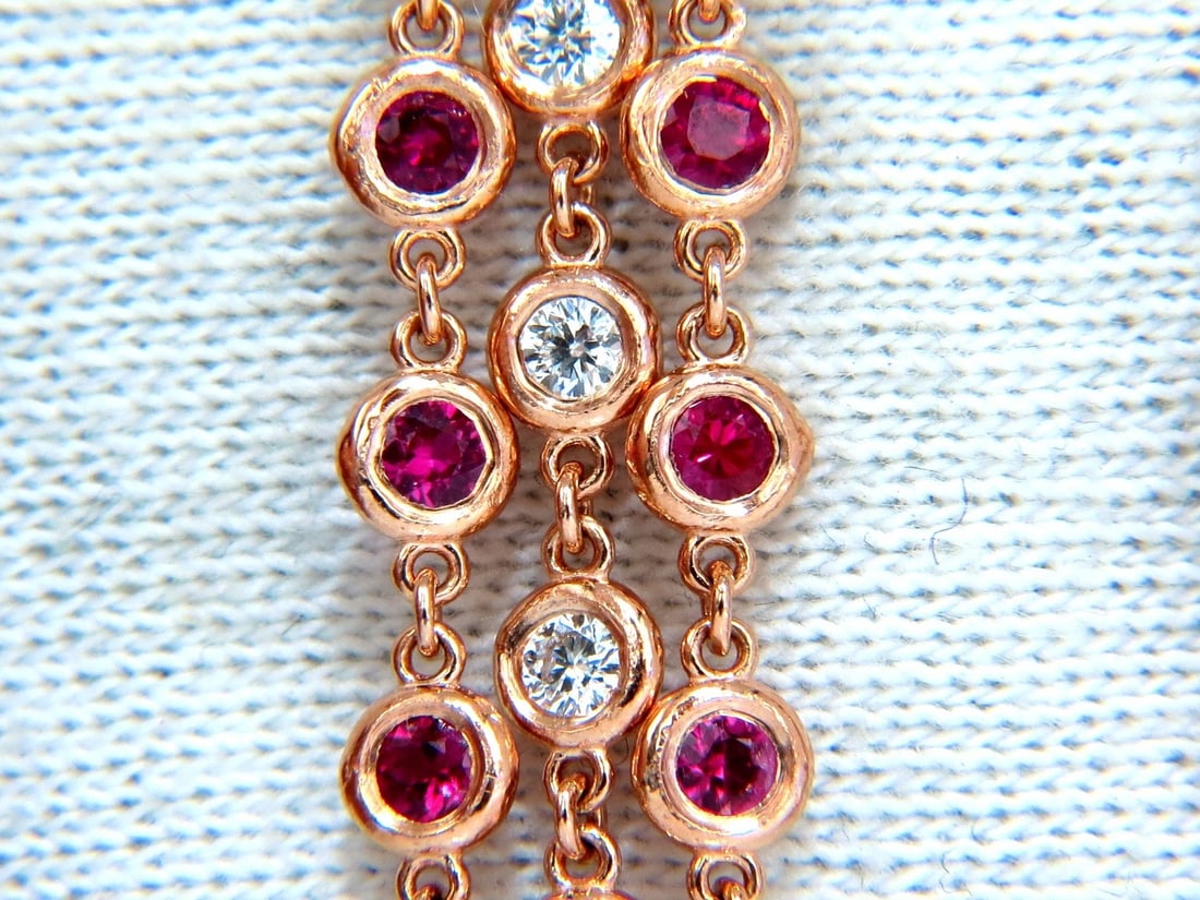 3.00ct natural deep red ruby diamond by yard dangle earrings 14kt - 2