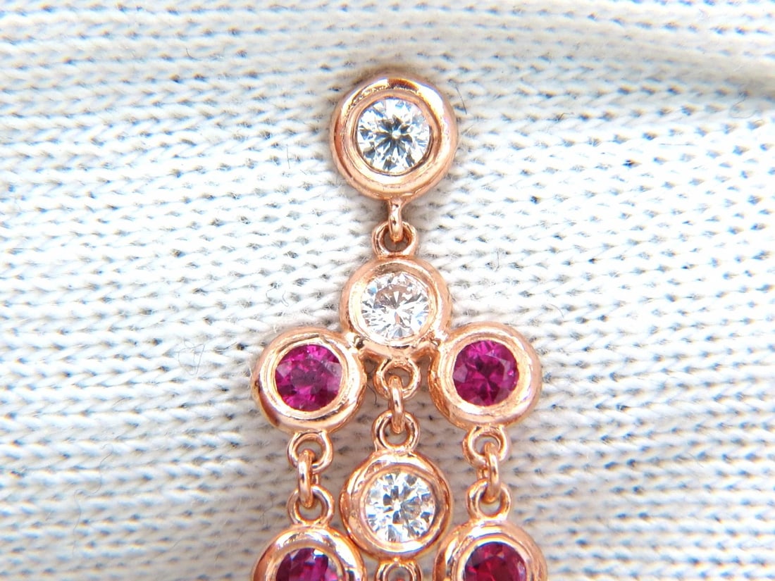 3.00ct natural deep red ruby diamond by yard dangle earrings 14kt - 3