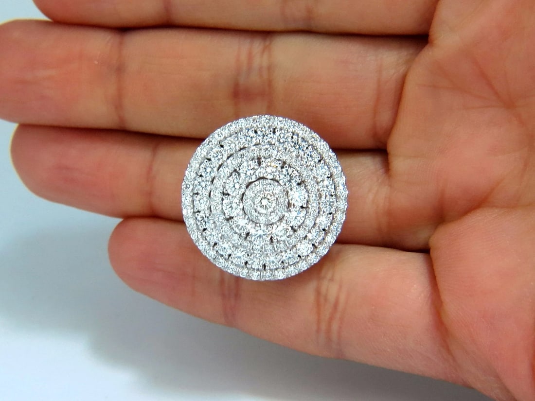 8.00ct Circular Domed Diamond Cocktail Cluster Clip Earrings 18kt 5 Row - 7