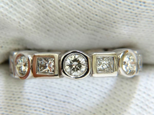 2.80CT NATURAL ROUNDS PRINCESS DIAMONDS ETERNITY BAND PLATINUM FLUSH DURABLE - 2