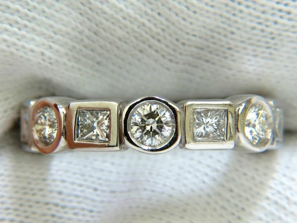 2.80CT NATURAL ROUNDS PRINCESS DIAMONDS ETERNITY BAND PLATINUM FLUSH DURABLE - 3