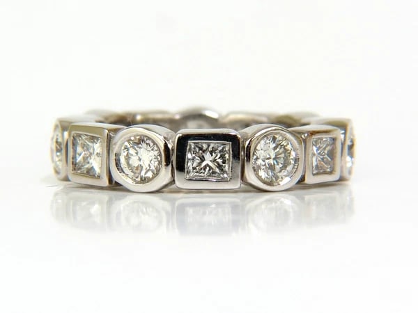 2.80CT NATURAL ROUNDS PRINCESS DIAMONDS ETERNITY BAND PLATINUM FLUSH DURABLE - 4